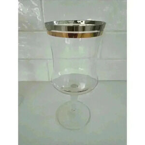 Vintage MCM Double Gold Platinum Rim Water Glass Set Of 6